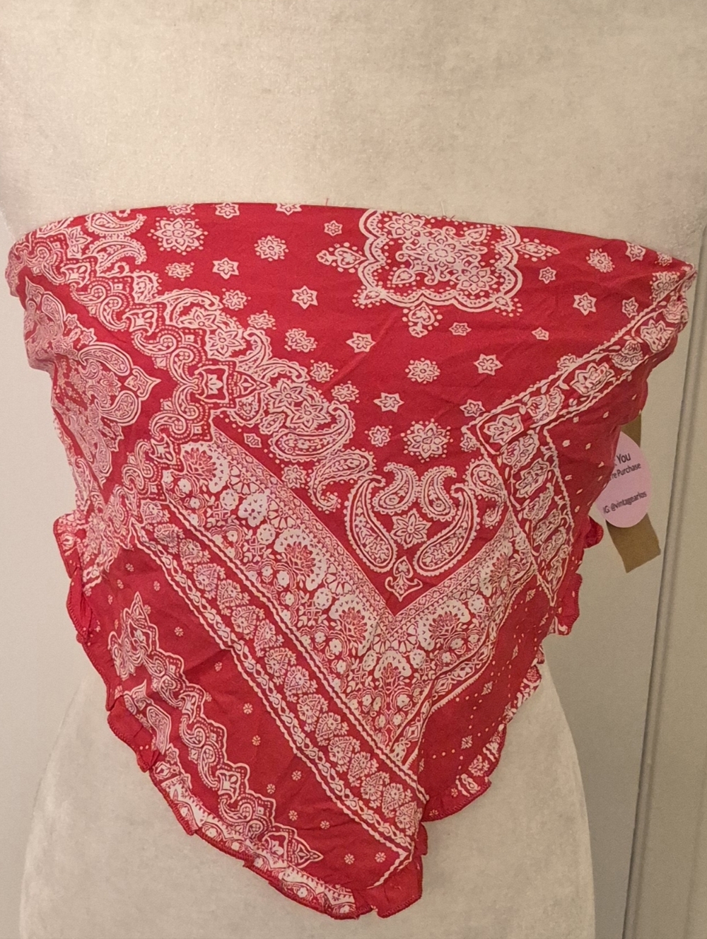 Red Paisley Bandana Crop Top - Strapless Women's Top